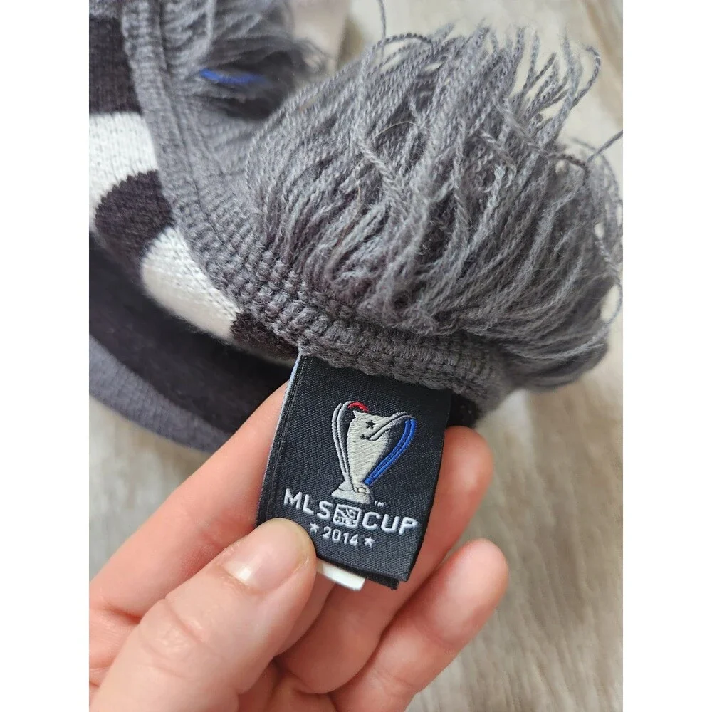 LA Galaxy MLS Cup 2014 Champions Scarf Adidas Soccer Fan Knit Fringe Black Gray
